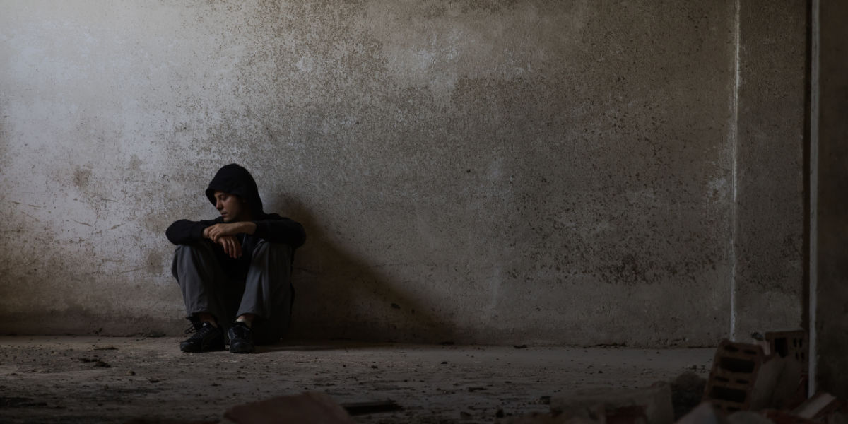 Depressed young main on the edge of despair.